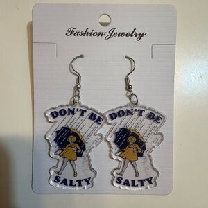 Fashion Jewelry 'Don't Be Salty' Earrings - Blue and Yellow